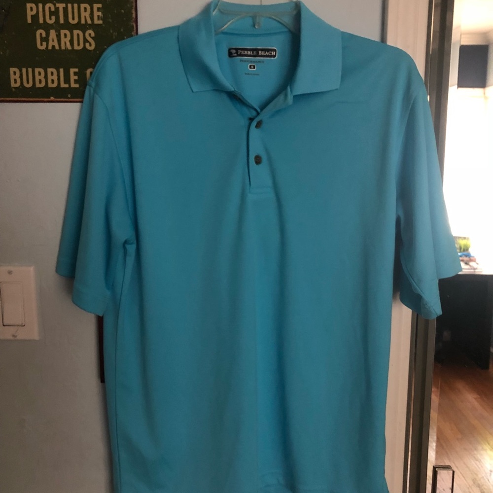 Pebble Beach performance shirt- solid light blue S